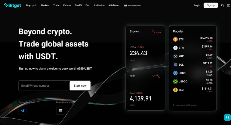 Bitget 官網首頁截圖